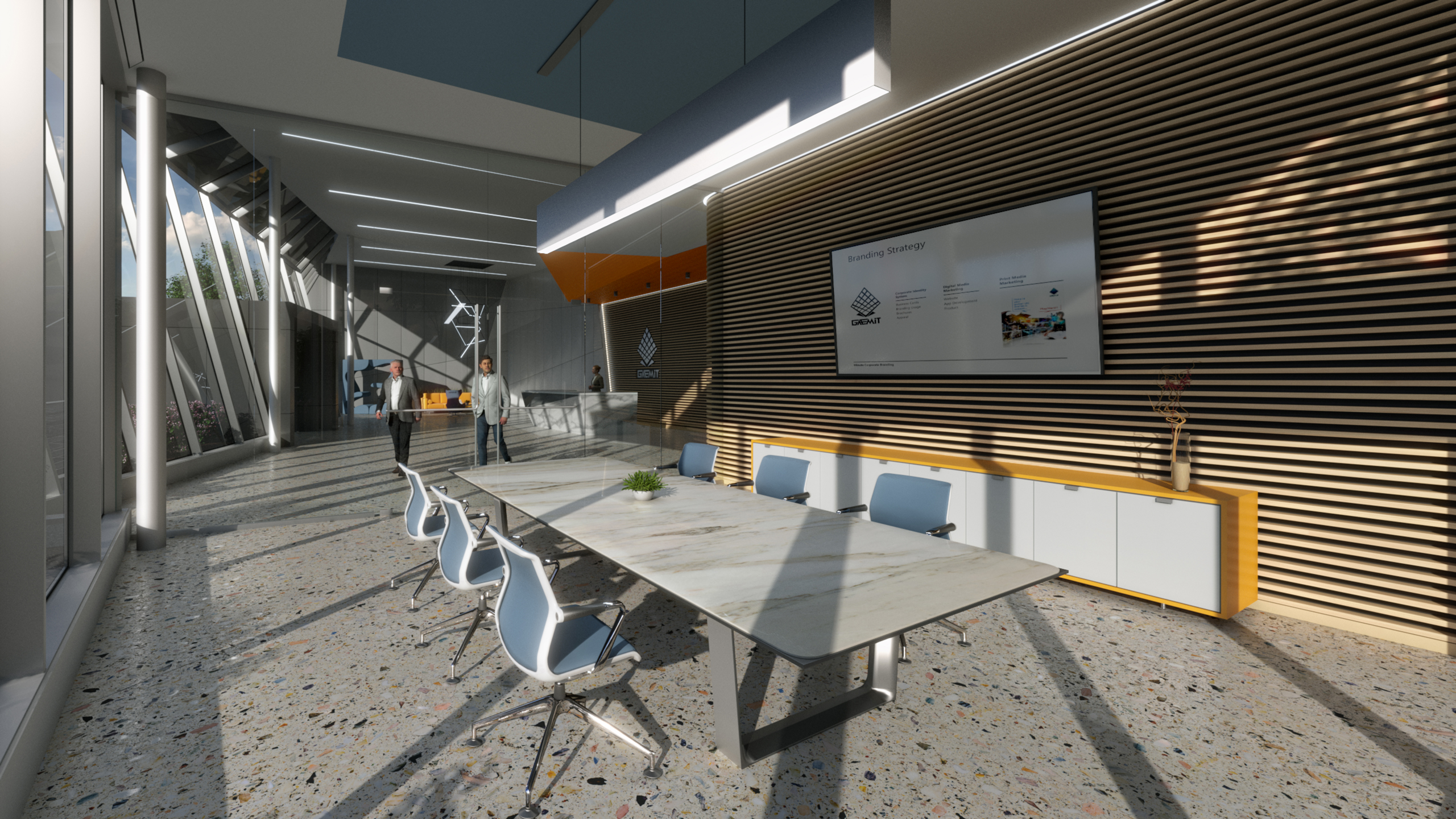 Render of business interior campus