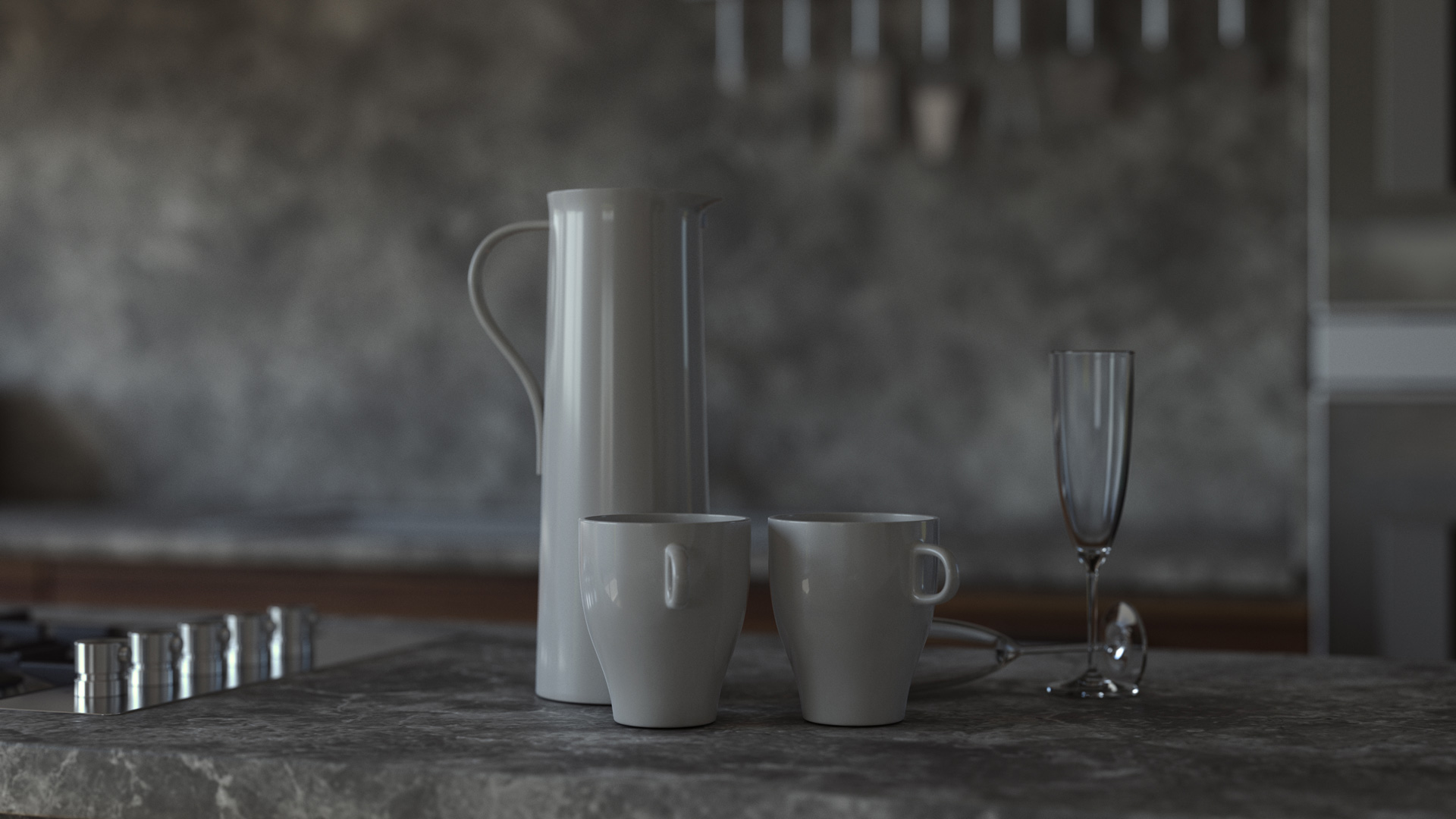 Render of pot and cup